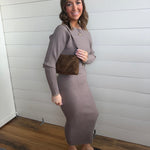 Gabi Sweater Top And Dress Set In Taupe - Infinity Raine
