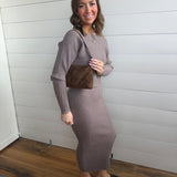 Gabi Sweater Top And Dress Set In Taupe - Infinity Raine