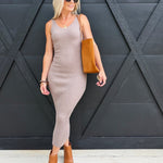 Gabi Sweater Top And Dress Set In Taupe - Infinity Raine