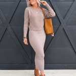 Gabi Sweater Top And Dress Set In Taupe - Infinity Raine