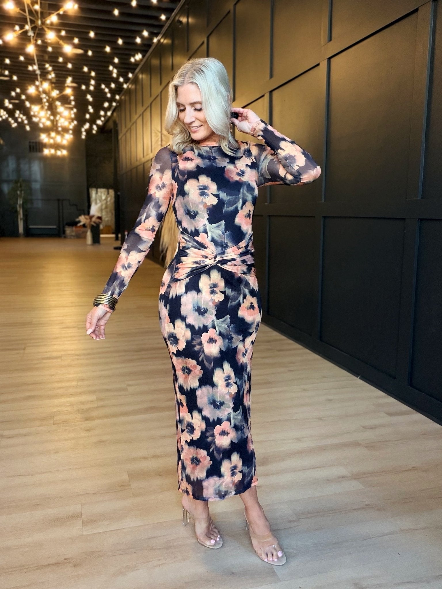 Garden Grit Maxi Dress In Black Multi - Infinity Raine