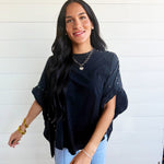 Garment Washed Roll Up Sleeve Studded High Low Tee In Black - Infinity Raine