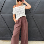 Gathered Drawstring Wide Leg Trouser In Dark Espresso - Infinity Raine
