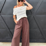 Gathered Drawstring Wide Leg Trouser In Dark Espresso - Infinity Raine
