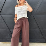 Gathered Drawstring Wide Leg Trouser In Dark Espresso - Infinity Raine