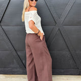 Gathered Drawstring Wide Leg Trouser In Dark Espresso - Infinity Raine