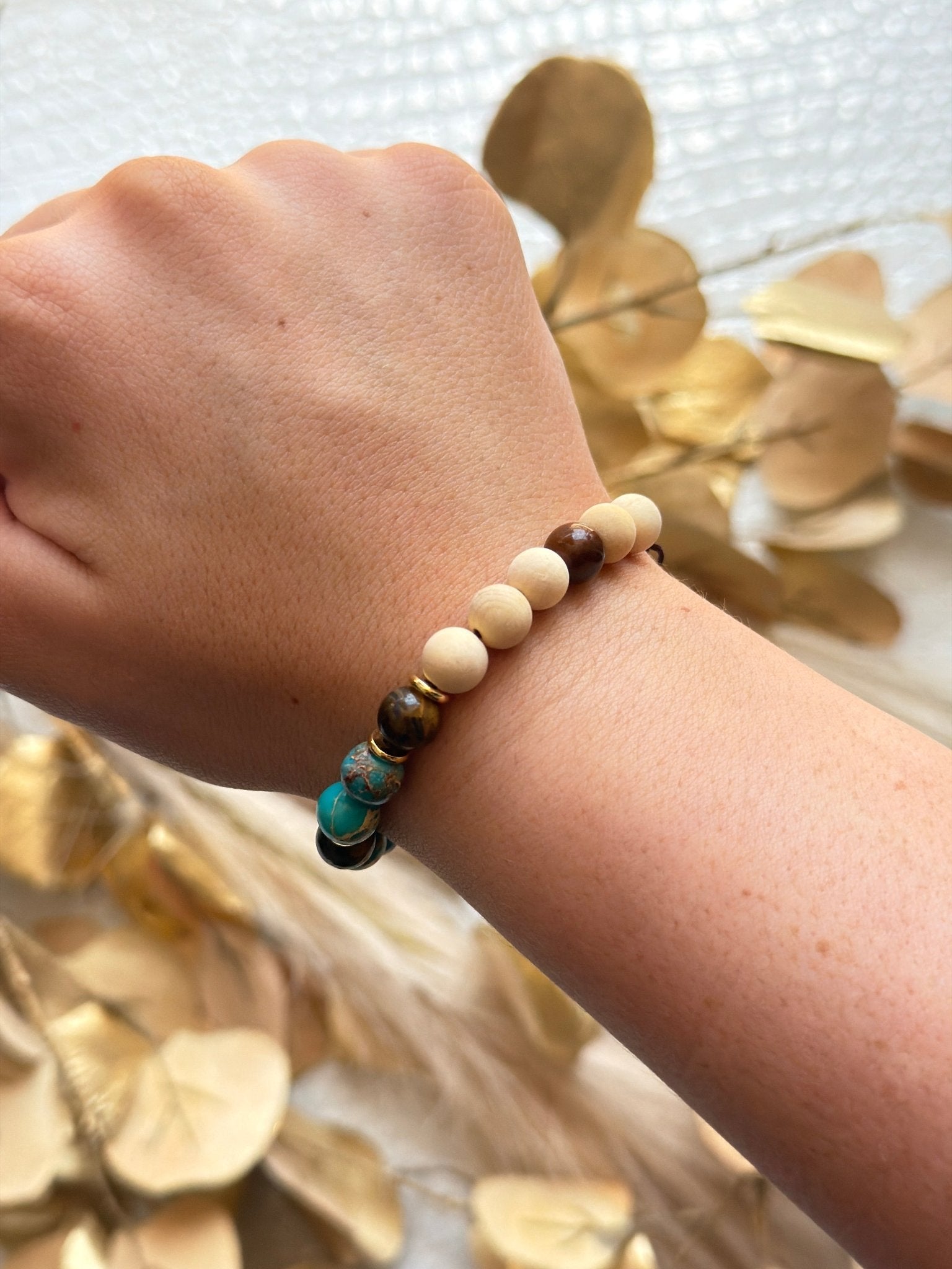 Genuine Jasper and Tigers Eye Beaded Bracelet - Infinity Raine