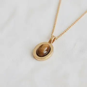 Geometric Tiger Eye Stone Necklace - Infinity Raine