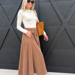 Get Like This Belted Midi Skirt In Washed Earth - Infinity Raine
