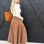 Get Like This Belted Midi Skirt In Washed Earth - Infinity Raine