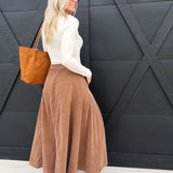 Get Like This Belted Midi Skirt In Washed Earth - Infinity Raine