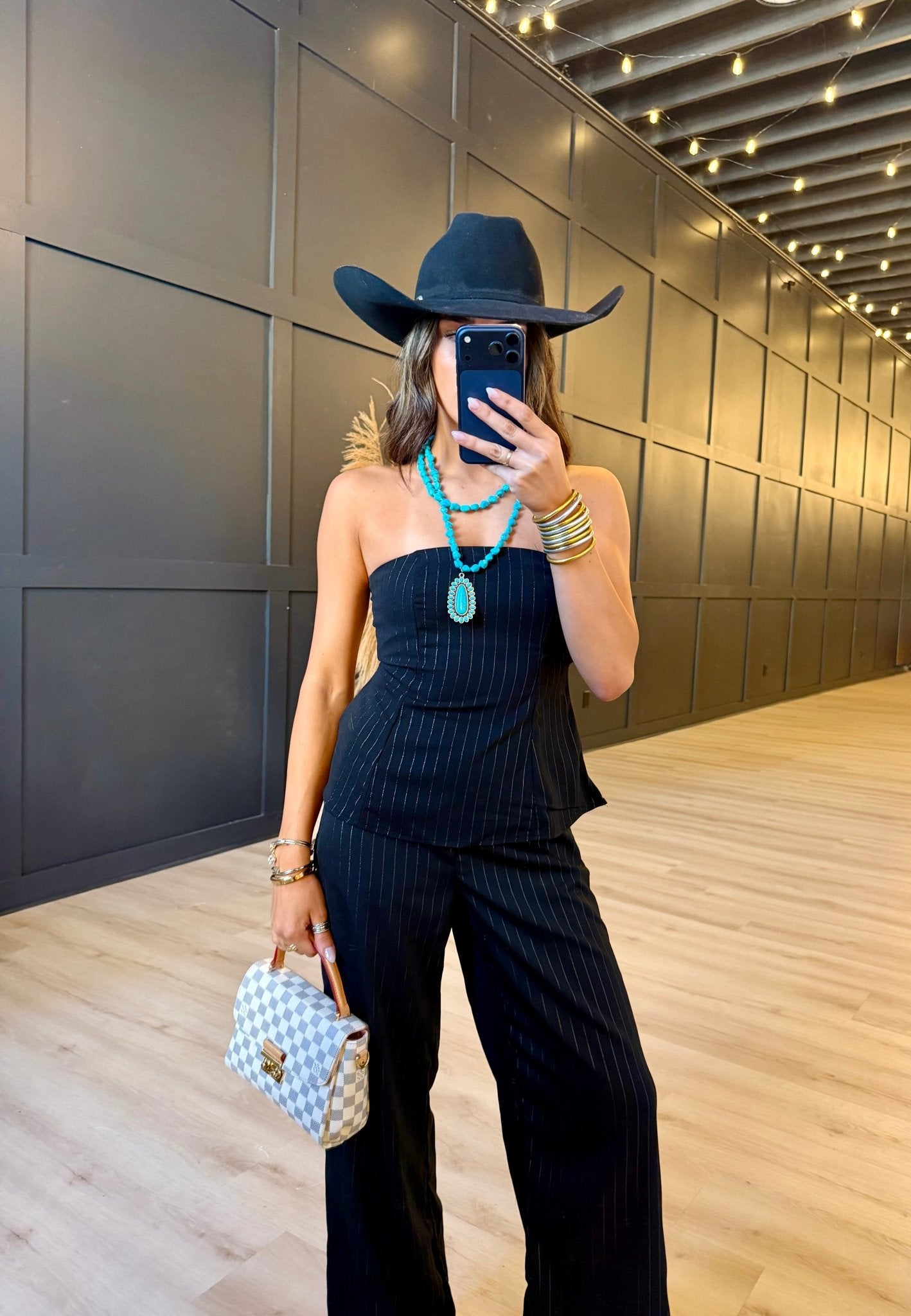 Gilded Evening Pinstripe Pants - Infinity Raine