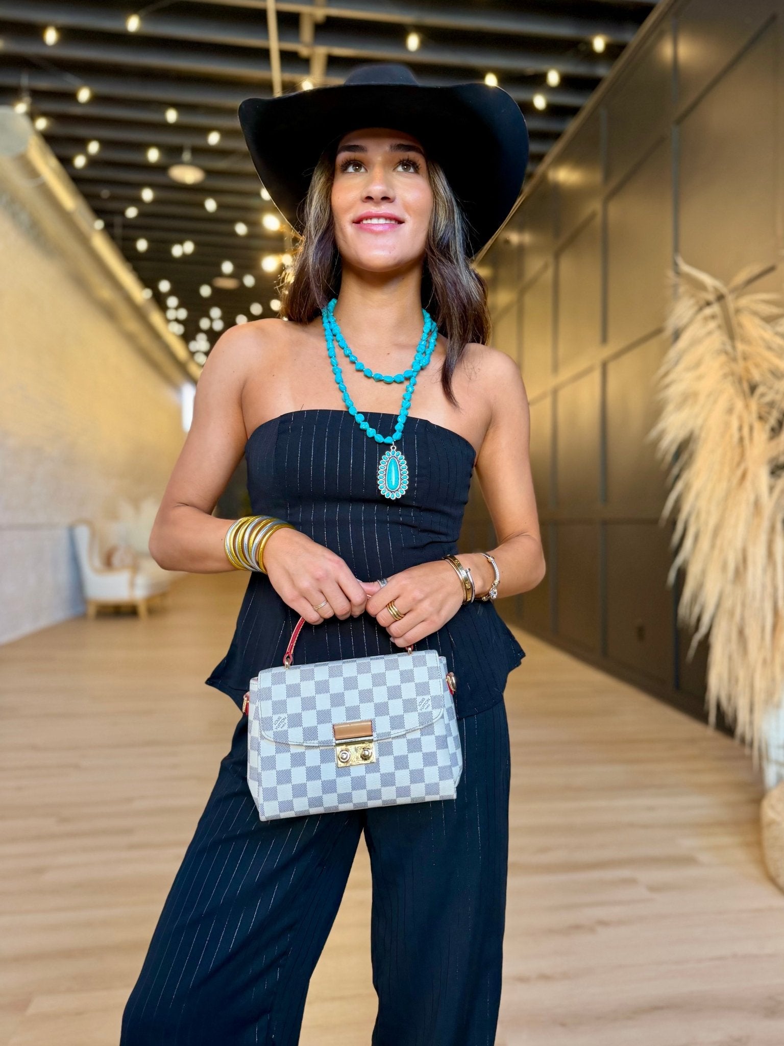 Gilded Evening Pinstripe Tube Top - Infinity Raine
