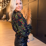 Girls Gathering Poet Blouse In Black Multi - Infinity Raine