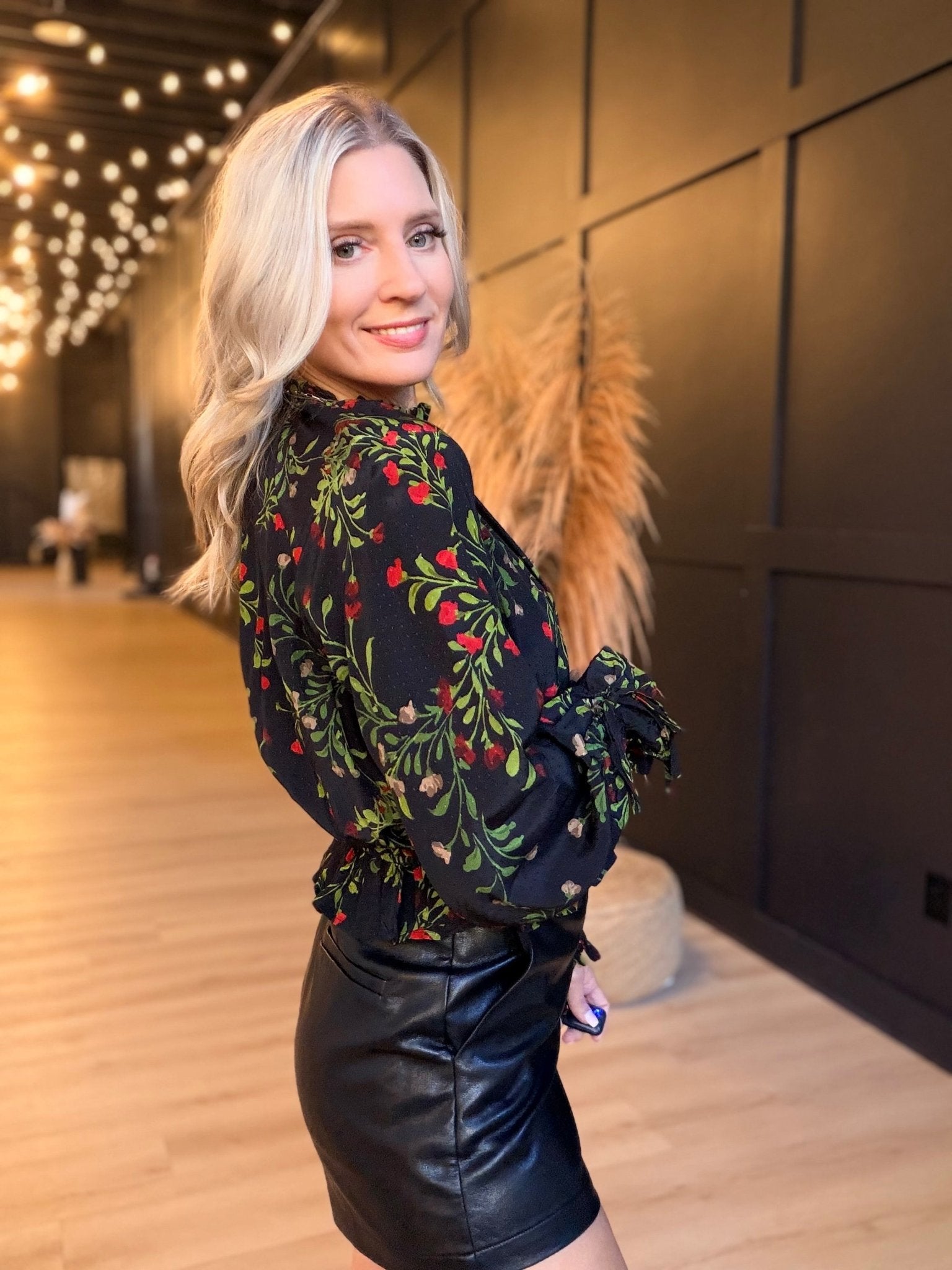 Girls Gathering Poet Blouse In Black Multi - Infinity Raine