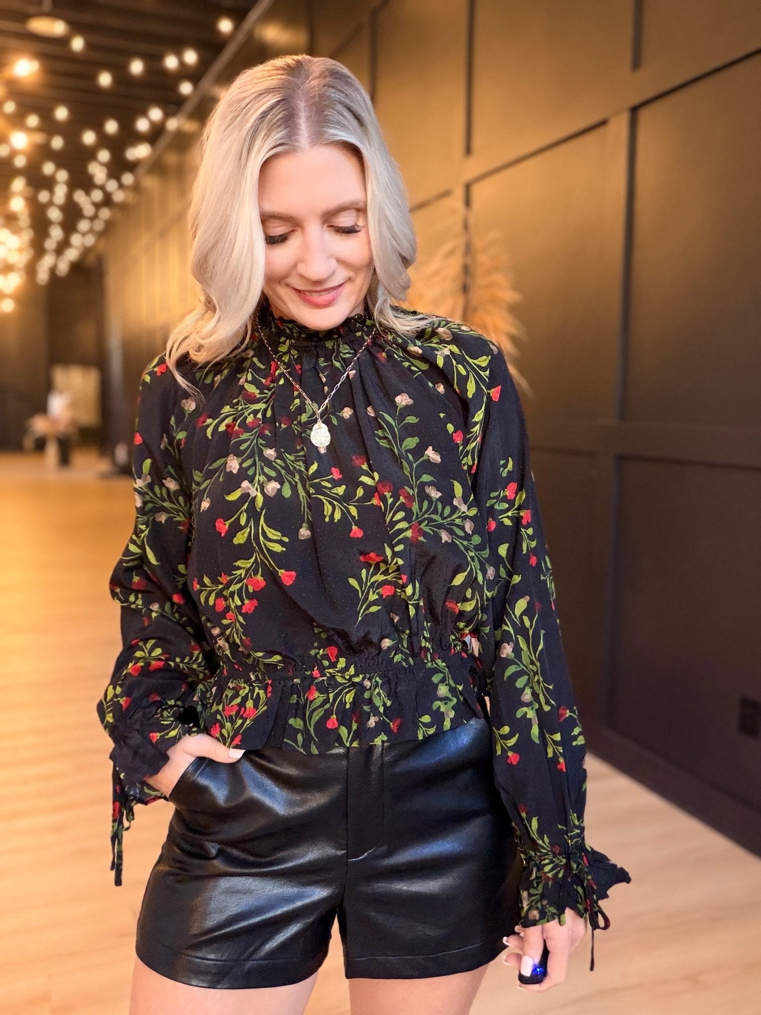 Girls Gathering Poet Blouse In Black Multi - Infinity Raine