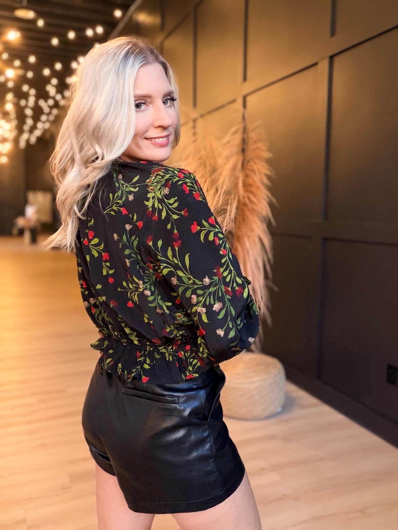 Girls Gathering Poet Blouse In Black Multi - Infinity Raine