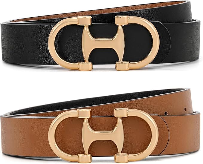 Gold Buckle Reversible Belts In Multi - Infinity Raine