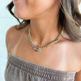 Gold Chain CZ Toggle Clasp Necklace - Infinity Raine