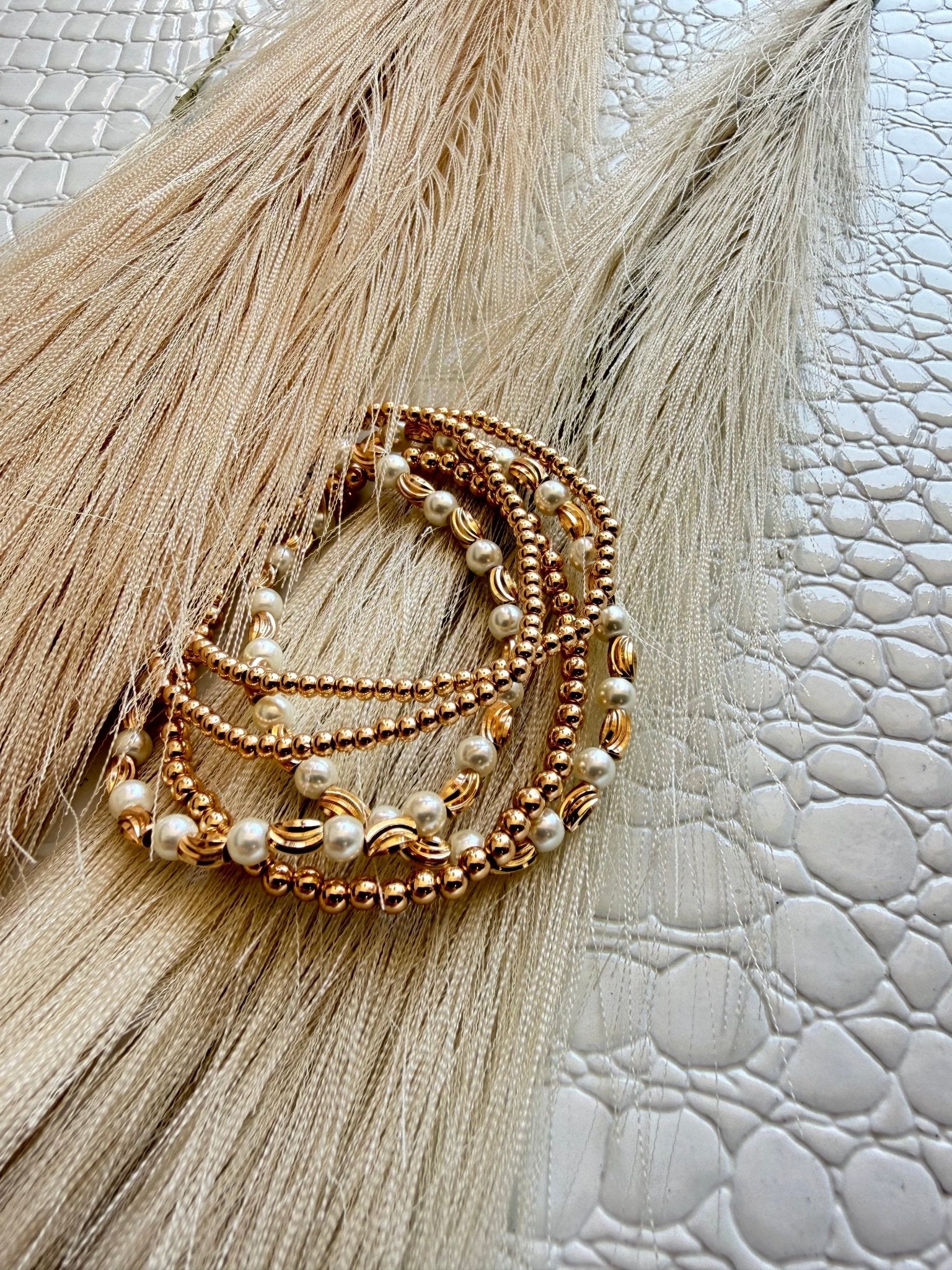 Gold & Pearl Bracelet Stack - Infinity Raine