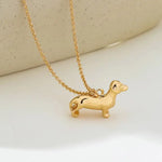 Gold-Tone Dachshund Dog Pendant Necklace - Infinity Raine