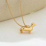 Gold-Tone Dachshund Dog Pendant Necklace - Infinity Raine
