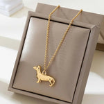 Gold-Tone Dachshund Dog Pendant Necklace - Infinity Raine