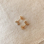 Rectangle Stud Earrings In Gold - Infinity Raine