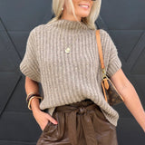 Granger Turtleneck Sweater Vest In Taupe - Infinity Raine