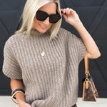Granger Turtleneck Sweater Vest In Taupe - Infinity Raine