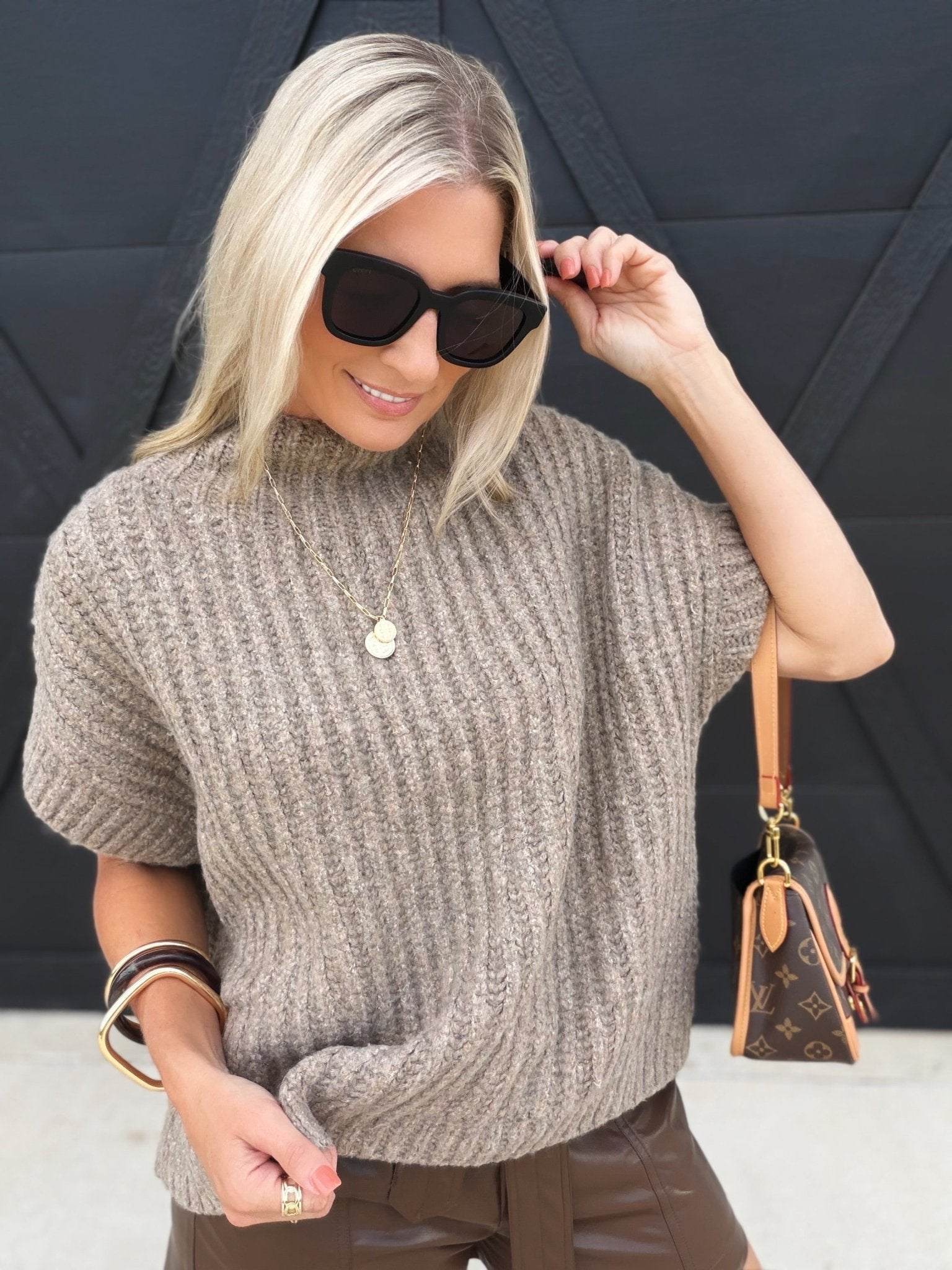 Granger Turtleneck Sweater Vest In Taupe - Infinity Raine