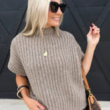 Granger Turtleneck Sweater Vest In Taupe - Infinity Raine