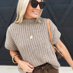 Granger Turtleneck Sweater Vest In Taupe - Infinity Raine