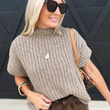 Granger Turtleneck Sweater Vest In Taupe - Infinity Raine