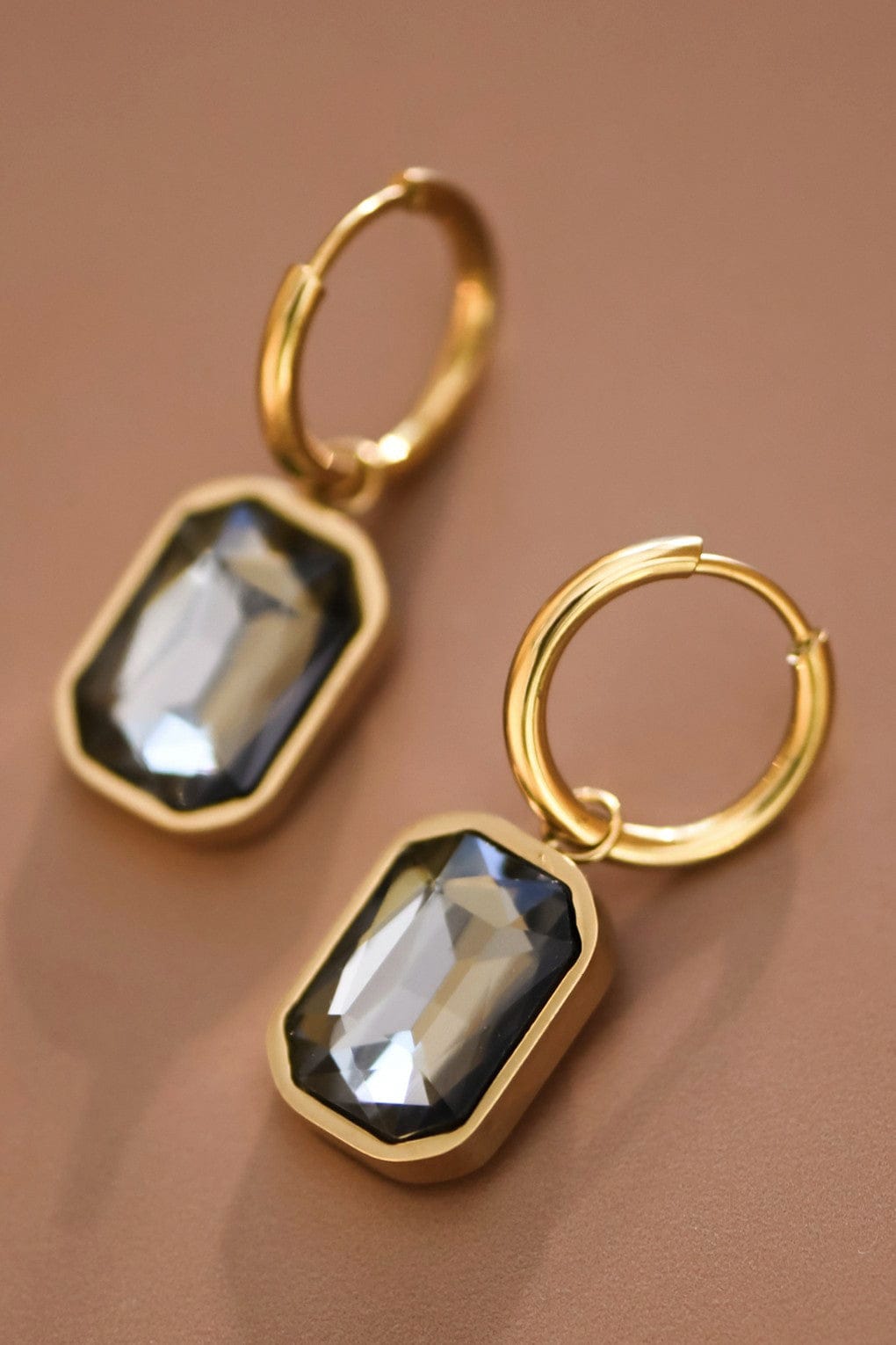 Grey Crystal Drop Earrings In Gold - Infinity Raine