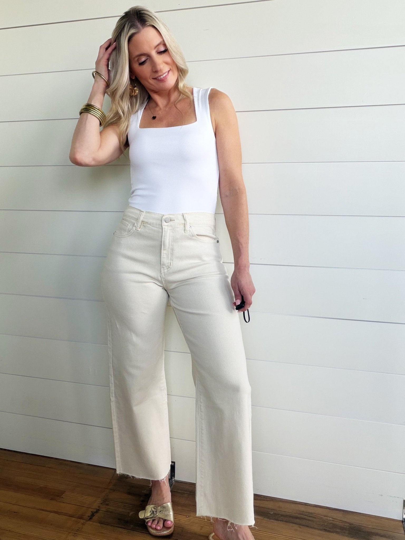 Habitual Denver Wide Leg Crop Jean In Stone - Infinity Raine