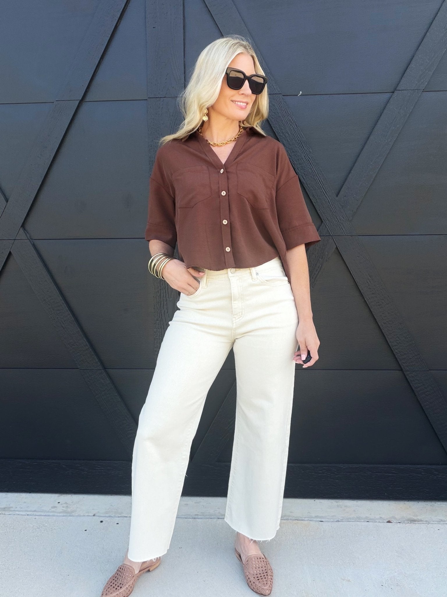Habitual Denver Wide Leg Crop Jean In Stone - Infinity Raine