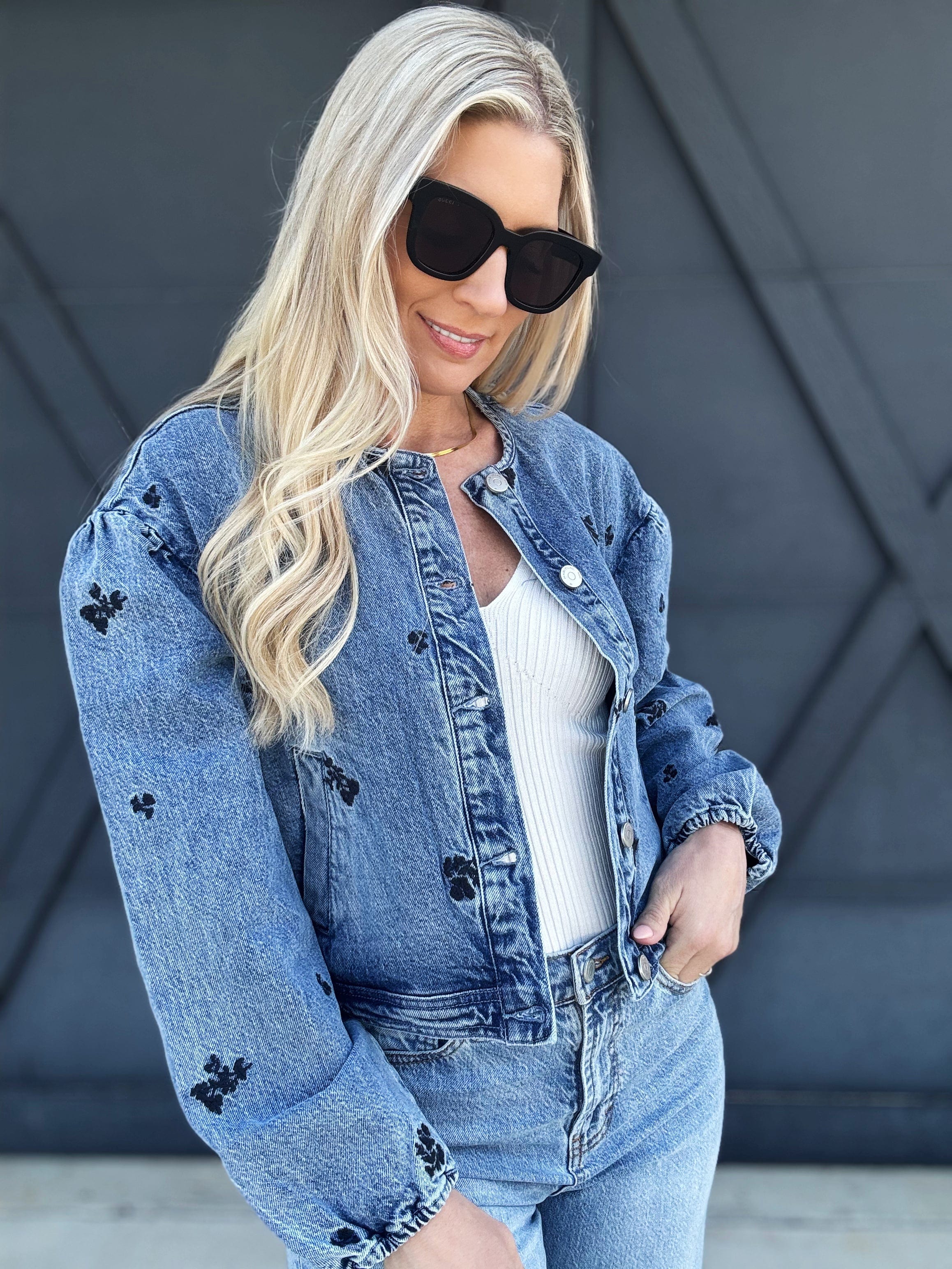 Habitual Embroidery Jacket In Seafarer - Infinity Raine