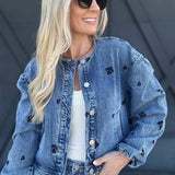 Habitual Embroidery Jacket In Seafarer - Infinity Raine