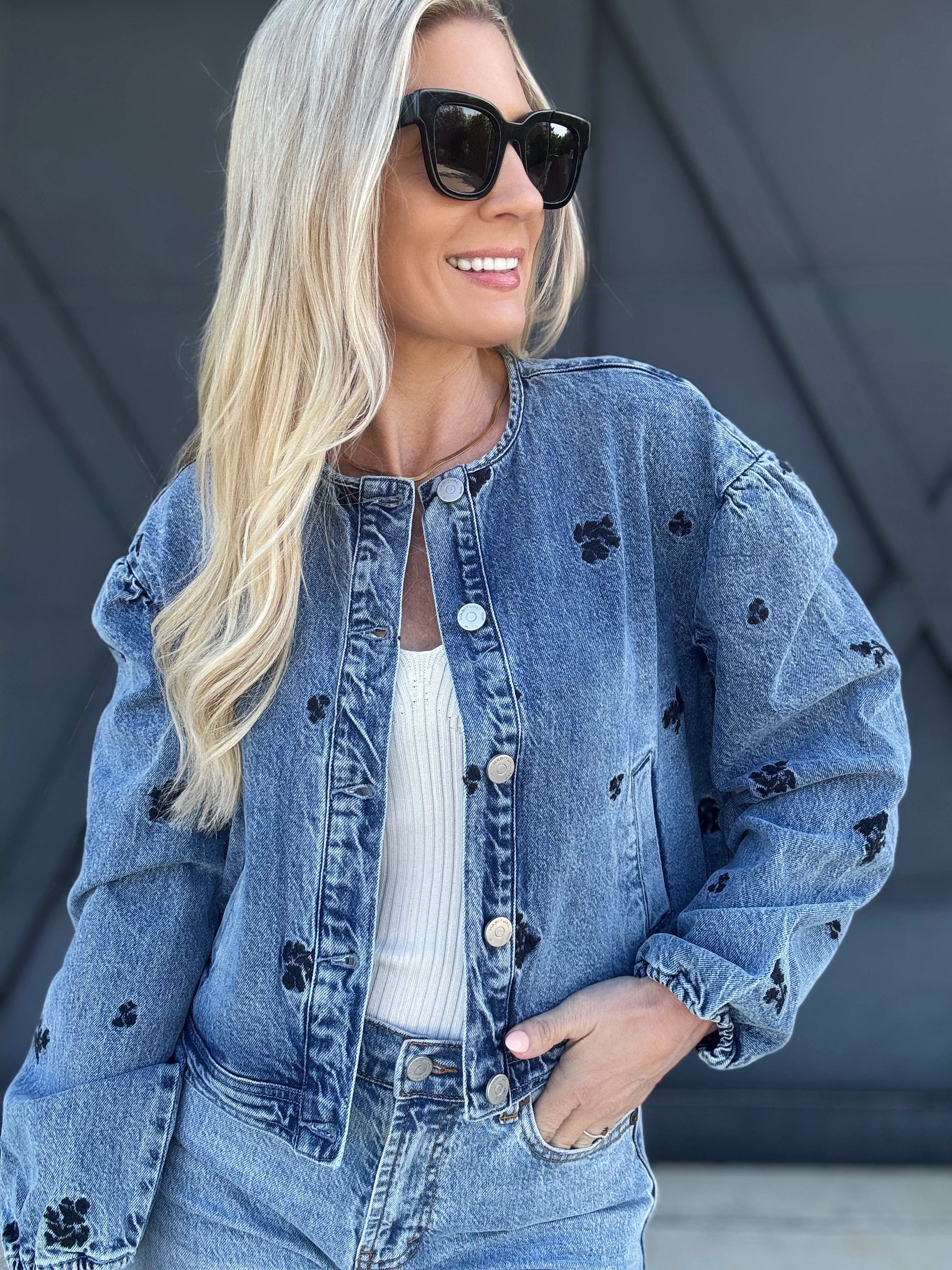 Habitual Embroidery Jacket In Seafarer - Infinity Raine