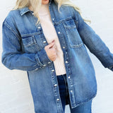 Habitual Outerwear - Jackets & Coats Habitual Oversized Denim Shacket In Marine