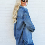 Habitual Oversized Denim Shacket In Marine - Infinity Raine