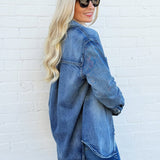 Habitual Oversized Denim Shacket In Marine - Infinity Raine