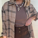 Hammered Cross Pendant Beaded Statement Necklace - Infinity Raine