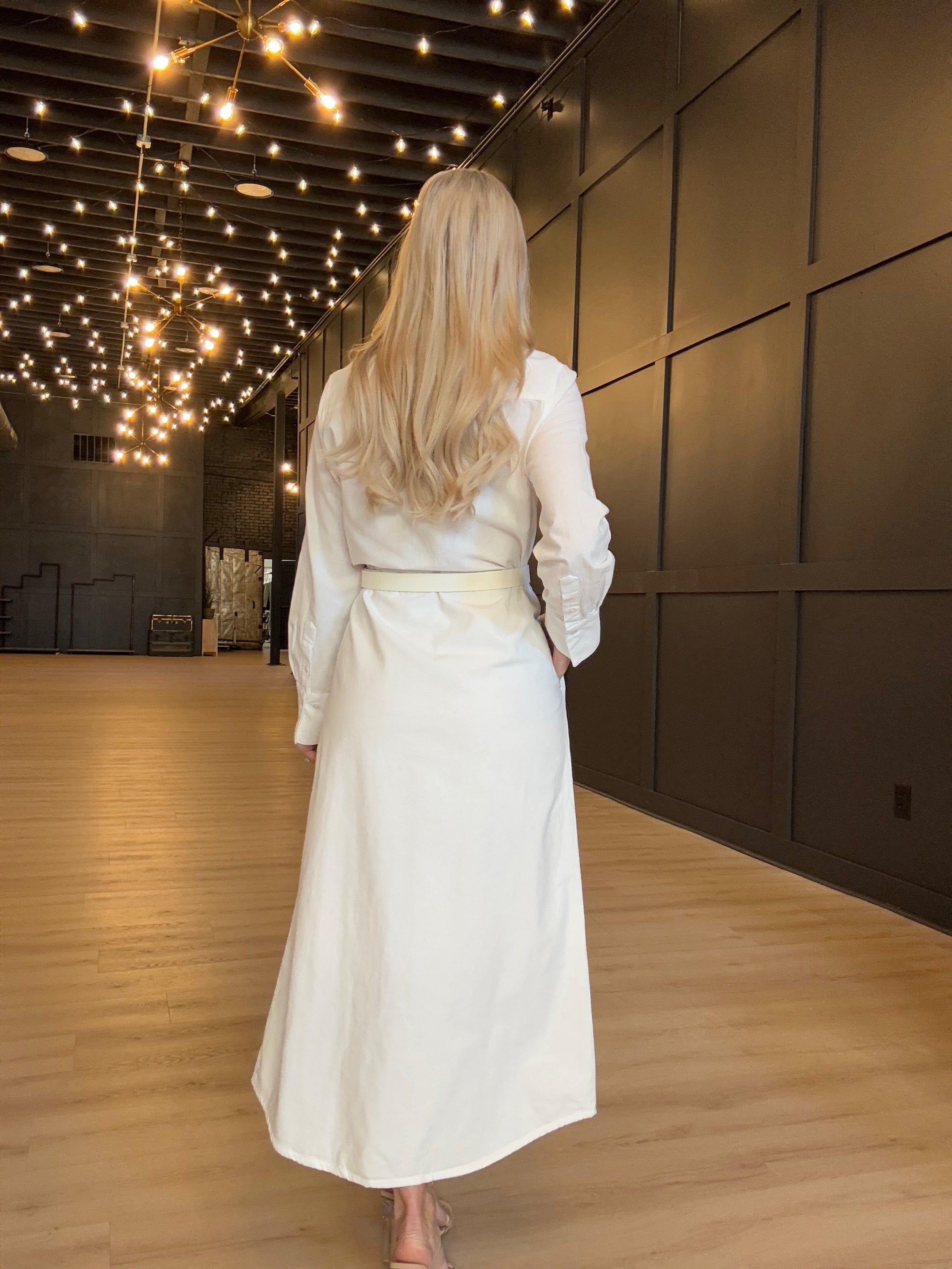 Hancock Alamo Button Down Maxi Dress In Tocuyo White - Infinity Raine