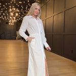 Hancock Alamo Button Down Maxi Dress In Tocuyo White - Infinity Raine