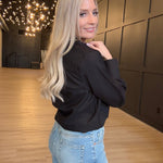 Hancock Austin Relaxed Button Down Bodysuit In Oxford Black - Infinity Raine