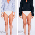 Hancock Austin Relaxed Button Down Bodysuit In Oxford Black - Infinity Raine