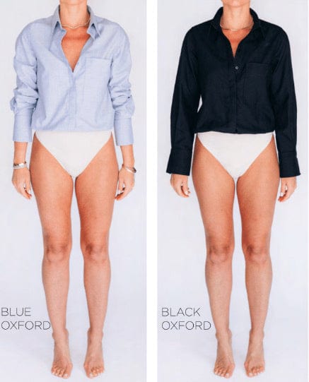 Hancock Austin Relaxed Button Down Bodysuit In Oxford Black - Infinity Raine