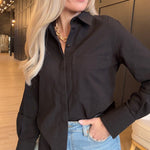Hancock McKinney Untucked Button Down Bodysuit In Tocuyo Black - Infinity Raine